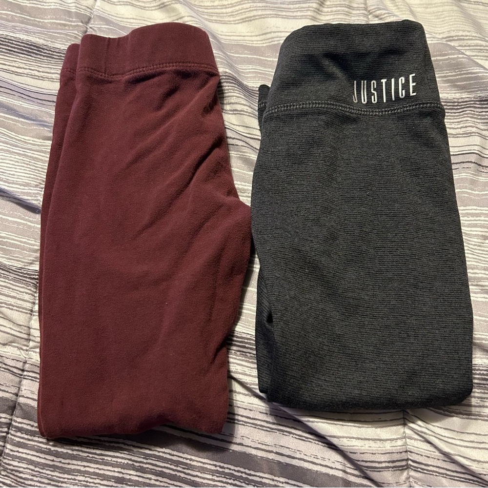 Justice Black and Maroon Kids Leggings